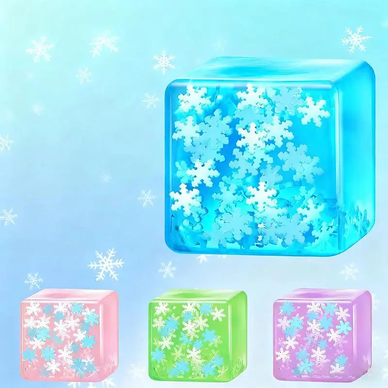 Giocattolo antistress luminoso con fiocco di neve, palla squishy per cubetti di ghiaccio, gadget di decompressione antistress a rimbalzo lento per adulti