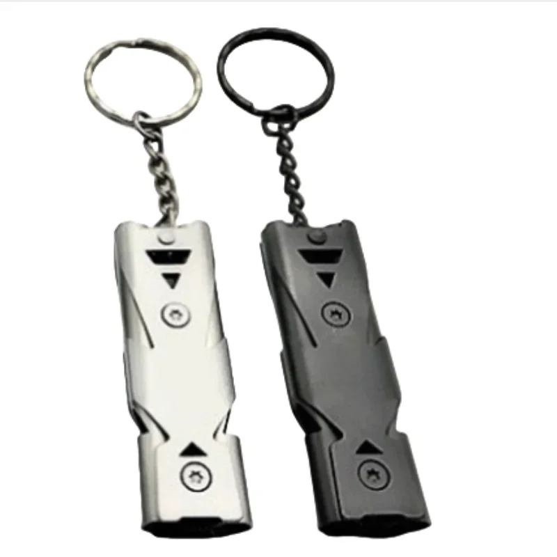 Double Pipe High Decibel Whistle Keychain Portable Outdoor Emergency Survival Camping Multifunction Safety Whistle