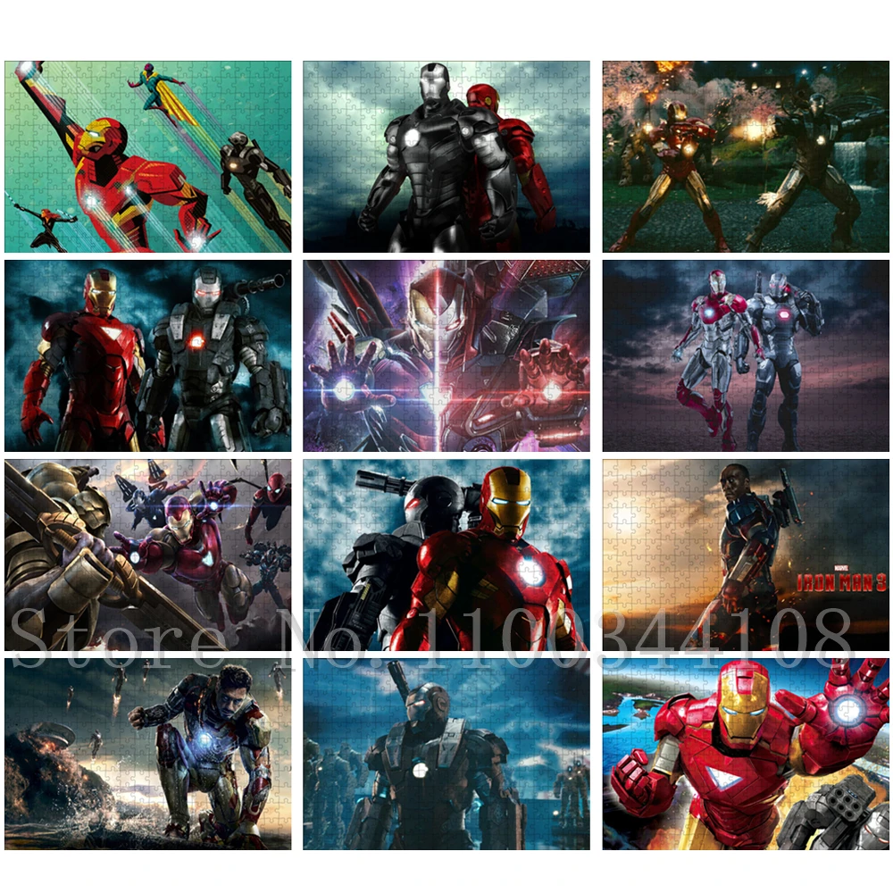 300/500/1000 PCS Marvel Superhero Iron Man Jigsaw Puzzles Disney Movies Paper Puzzle Parent-Child Interactive Assemble Game Toys