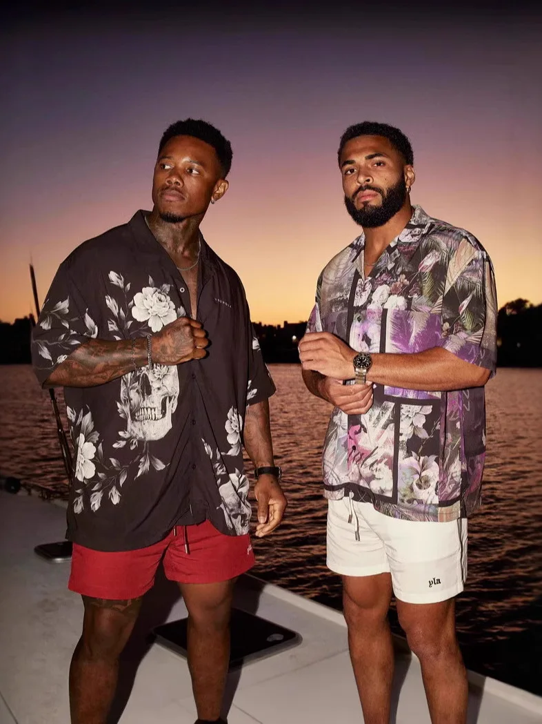 

Повседневная мужская ort Sve irt с принтом, модная летняя гавайская свободная посадка из дышащего полиэфирного волокна, молодежная повседневная одежда