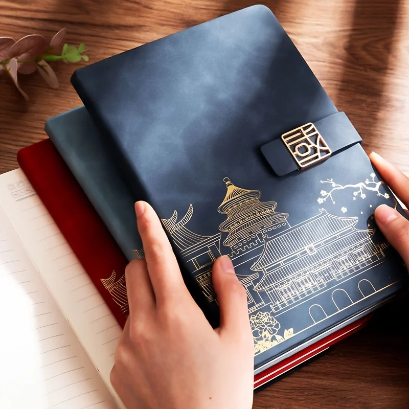 Chinese Style Leather Face A5 Notebook, Retro Thickened Notepad, Business Meeting Minutes, Simple and Thick Notebook.Cuaderno.