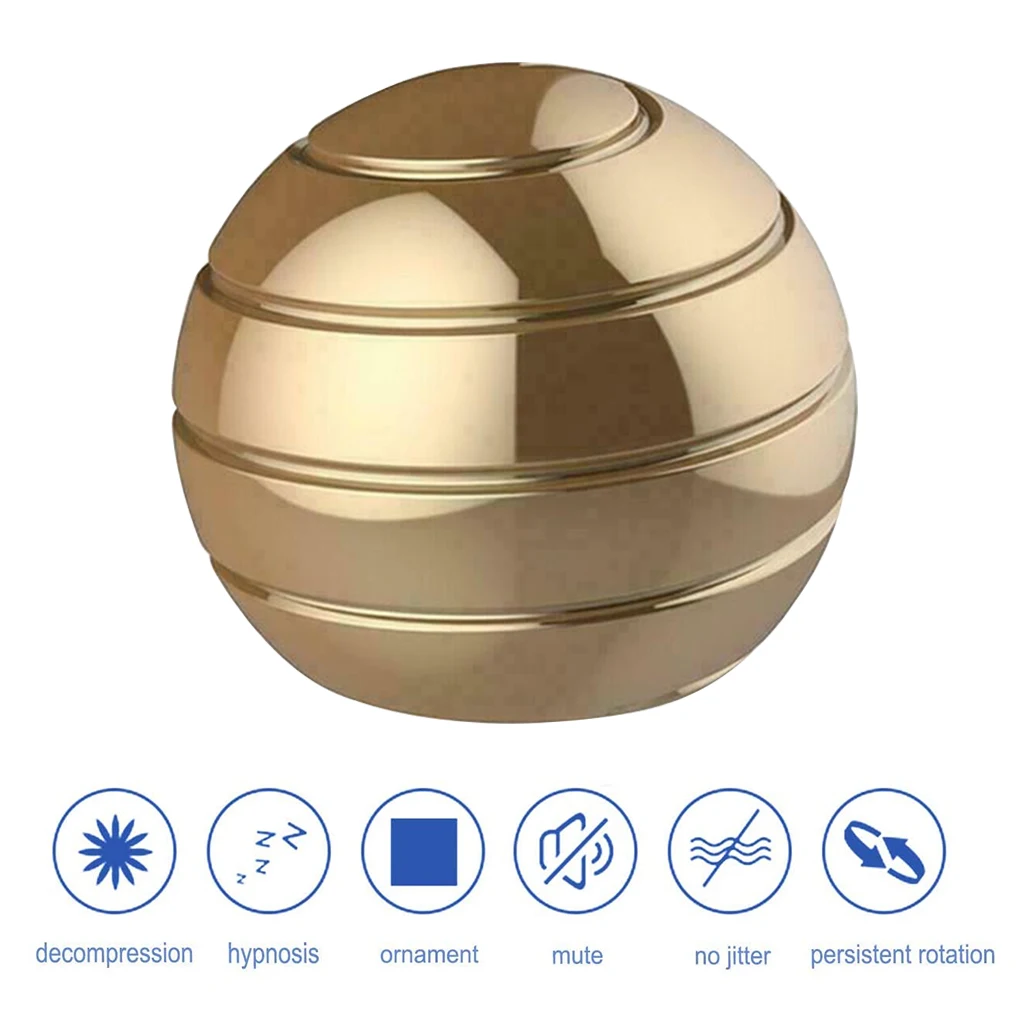 Draaiend speelgoed Thuis Desktop Aluminium gyroscoopbal Feest Afneembaar roterend speelgoed, zilver, 45x39mm