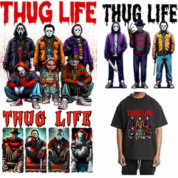 Thug life Halloween Friends Clothes Patches Iron On Transfers Horror Stickers For Hoody Diy Thermo Stickers Press Heat Badge