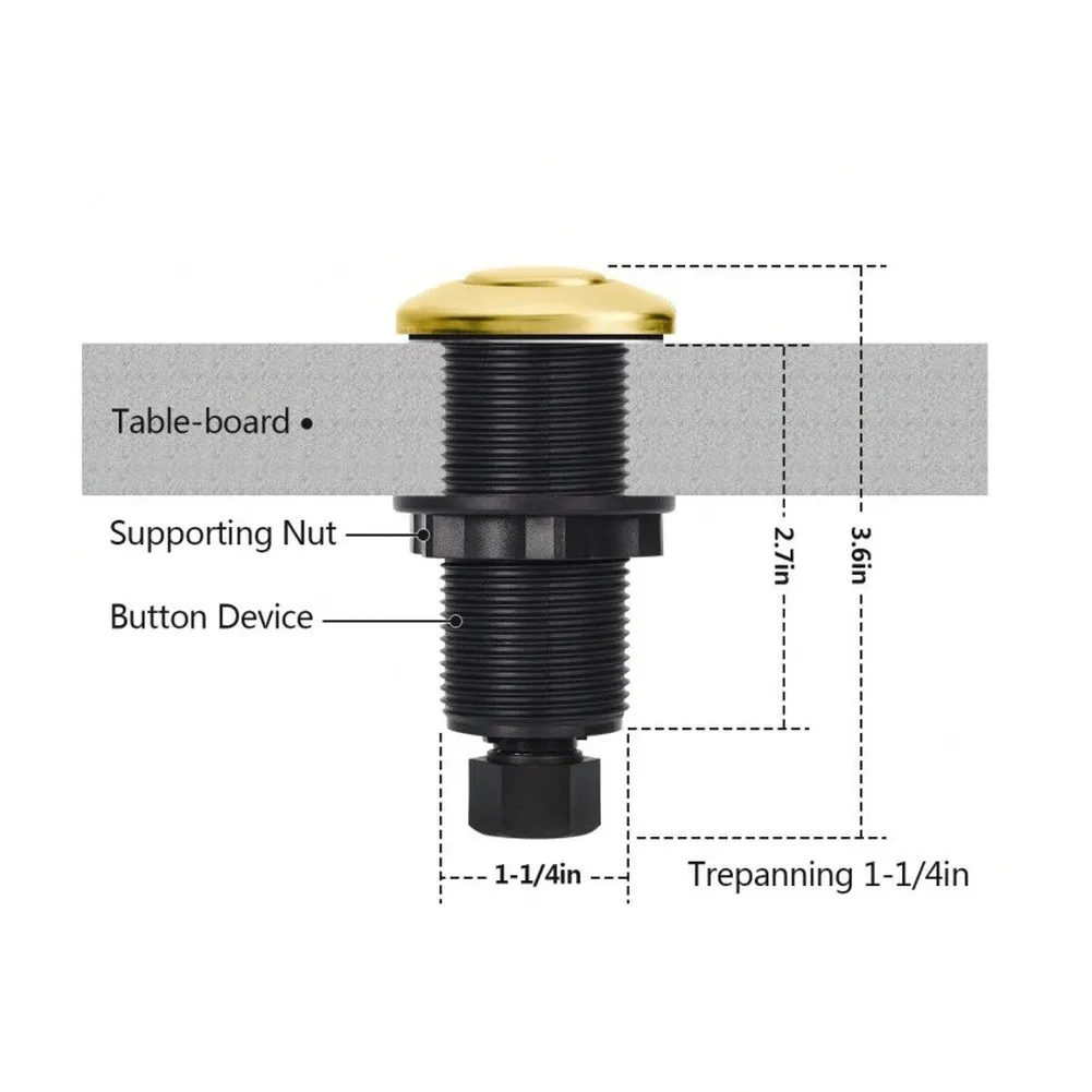 Garbage Disposal Switch Flat for top Push Button As Shown Food Waste Button Wear-resistant Finish Compact Dimensions