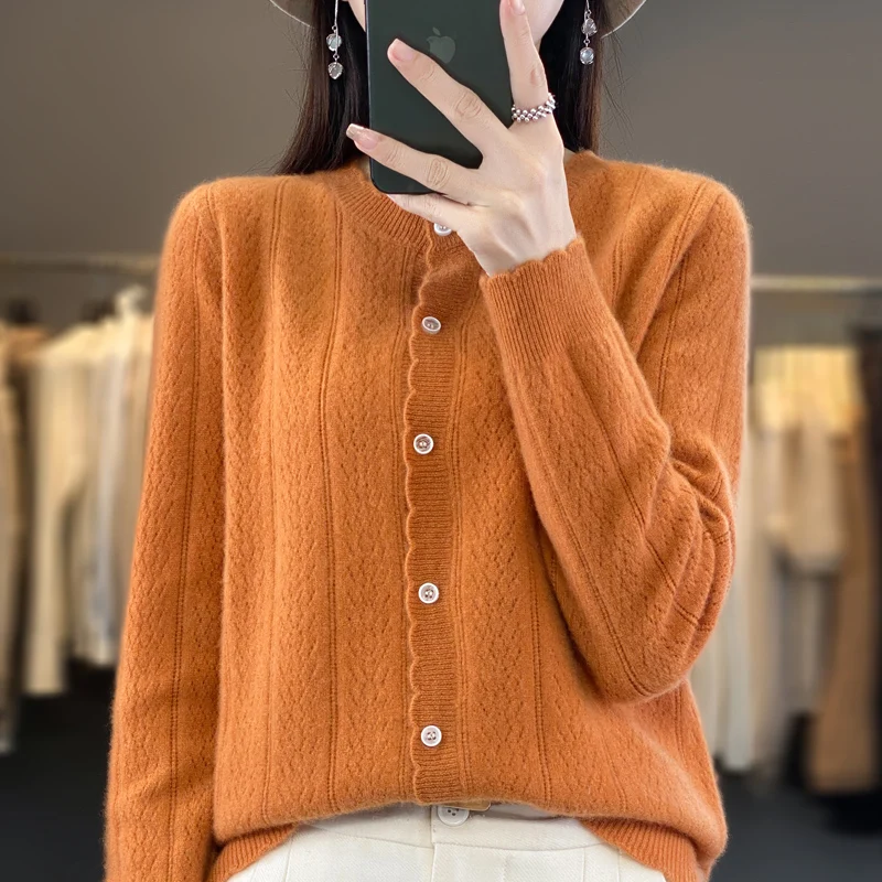 2024 Autumn/Winter Women\'s cashmere cardigan knitted cashmere sweater 100% cashmere sweater sweater top cardigan jacket