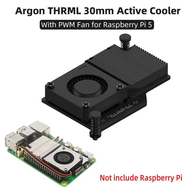 Argon THRML 30mm Active Cooler for Raspberry Pi 5 Active Cooling PWM Fan Passive Cooling Aluninum Radiator for RPi 5 Pi5