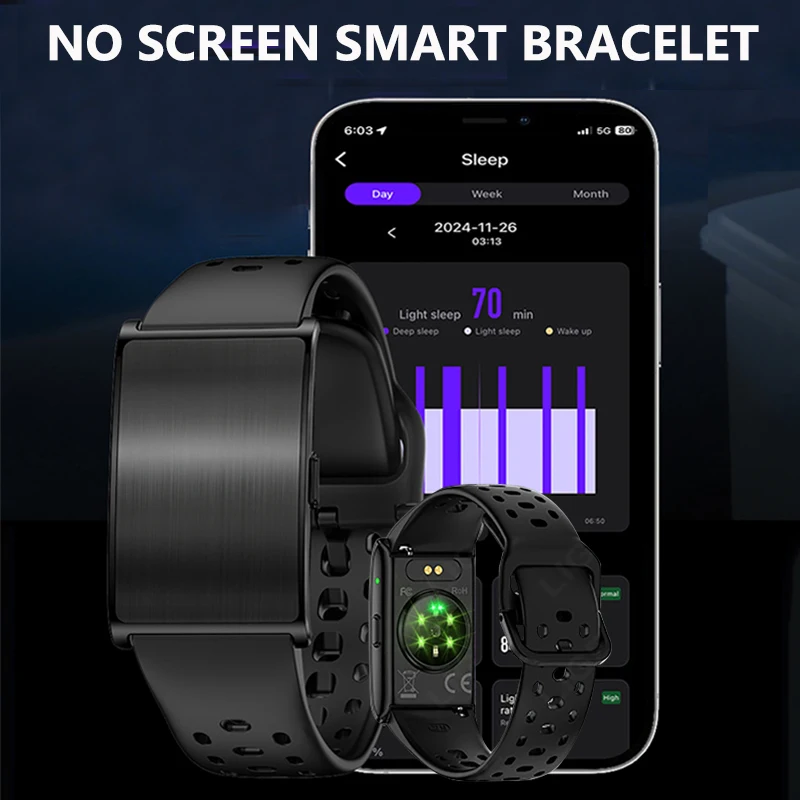 

NO Screen Smart Bracelet Fitness Health Tracker Men Women Sleep Tracking Smart Watch Heart Rate Blood Oxygen Monitor Watch Band