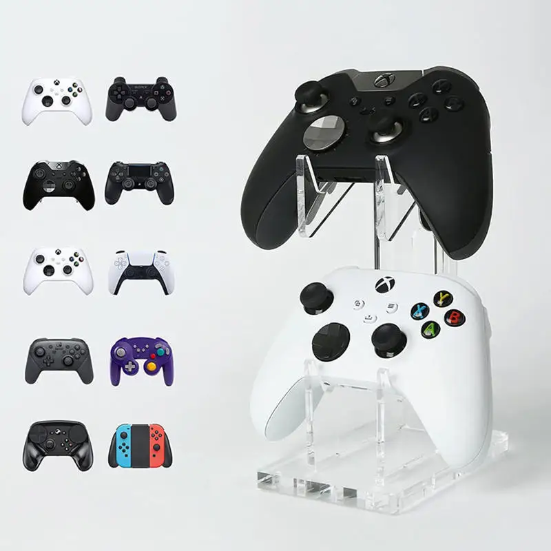 1/2PCS Clear 2 Layer PS5 PS4 Controller Stand With Headphone Holder Game Accessories Organizer Storage Rack For 1/2 Controllers