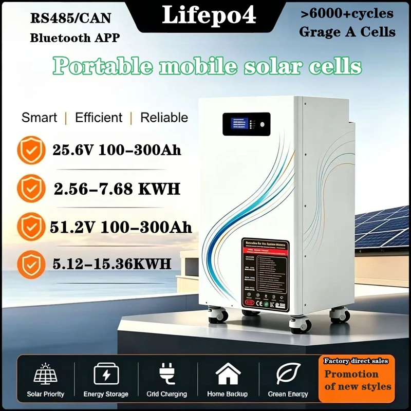 mobile solar 48V 51.2V 300ah 24V 300 ah Lifepo4 lithium iron phosphate battery for 8-10 years or more+Bluetooth App