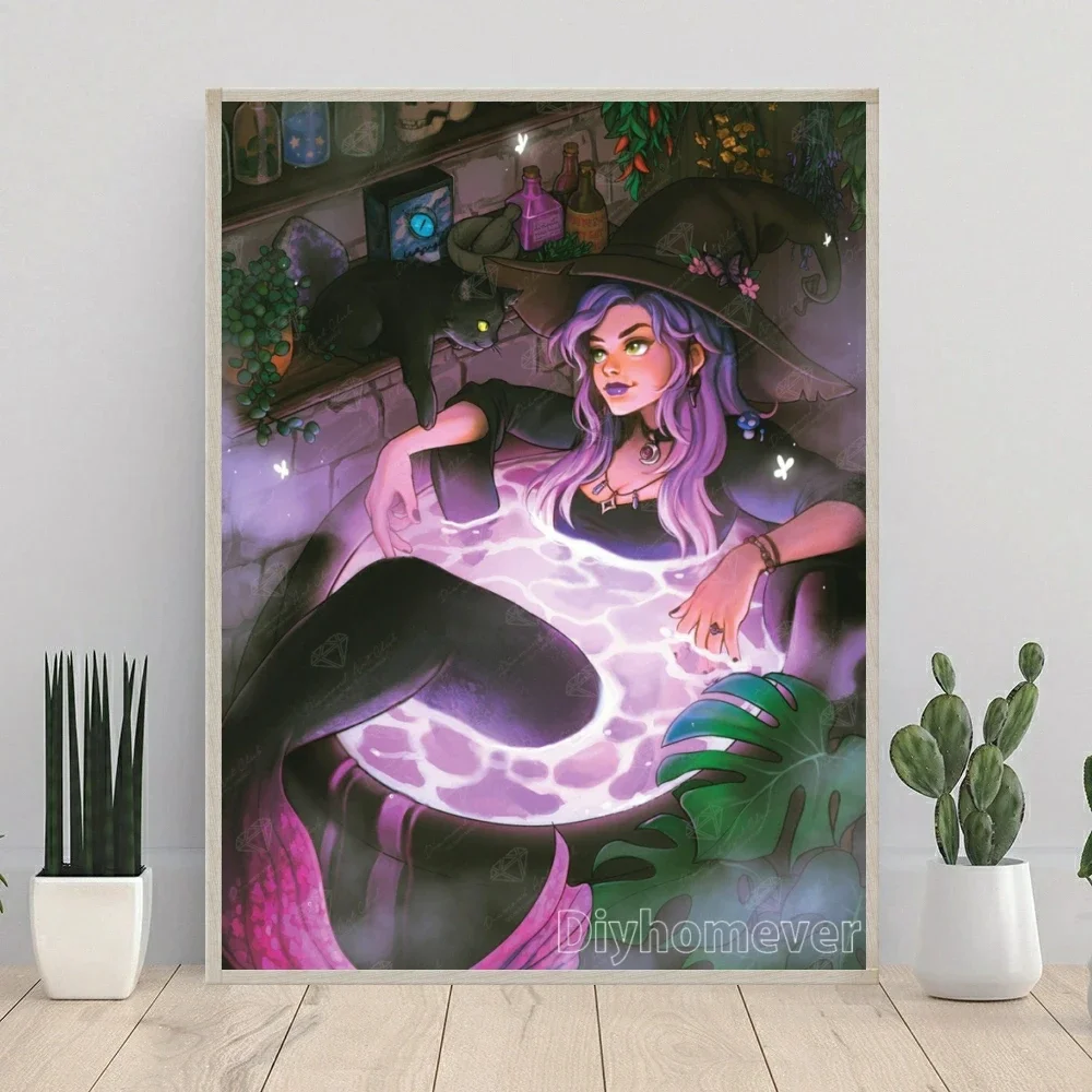 Cartoon Girl AB Diamond Painting Embroidery Fantasy Witch Elf Artwork Cross Stitch Mosaic Picture Handicraft Home Decor Gift