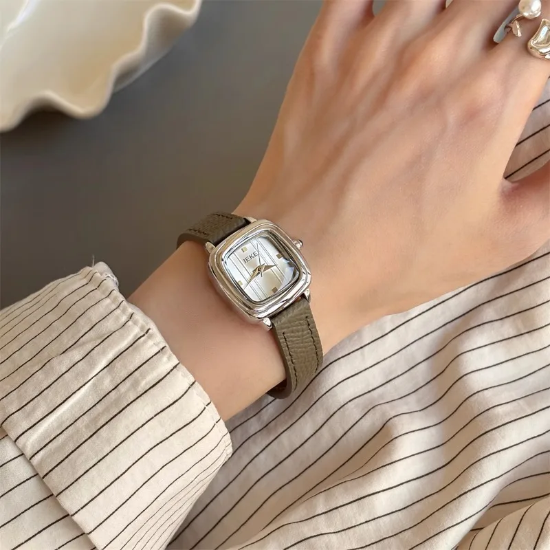 Retro Square Gold Leather Women's Watch Leisure Quartz Japanese Movement Waterproof Clock Office Women's Watch Montes Femmes