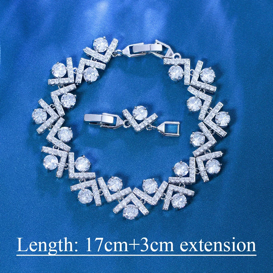 ThreeGraces New Trendy Light Green Zirconia Luxury Geometric Link Chain Bracelet for Women Luxury Bridal Party Jewelry BR406