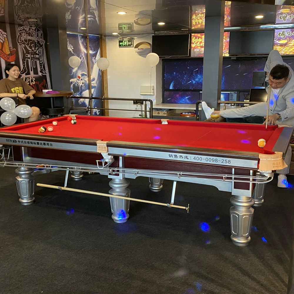 9ft Chinese Snooker & Billiard Table with Ball Return Leather Pockets Customizable Colorpromote sales