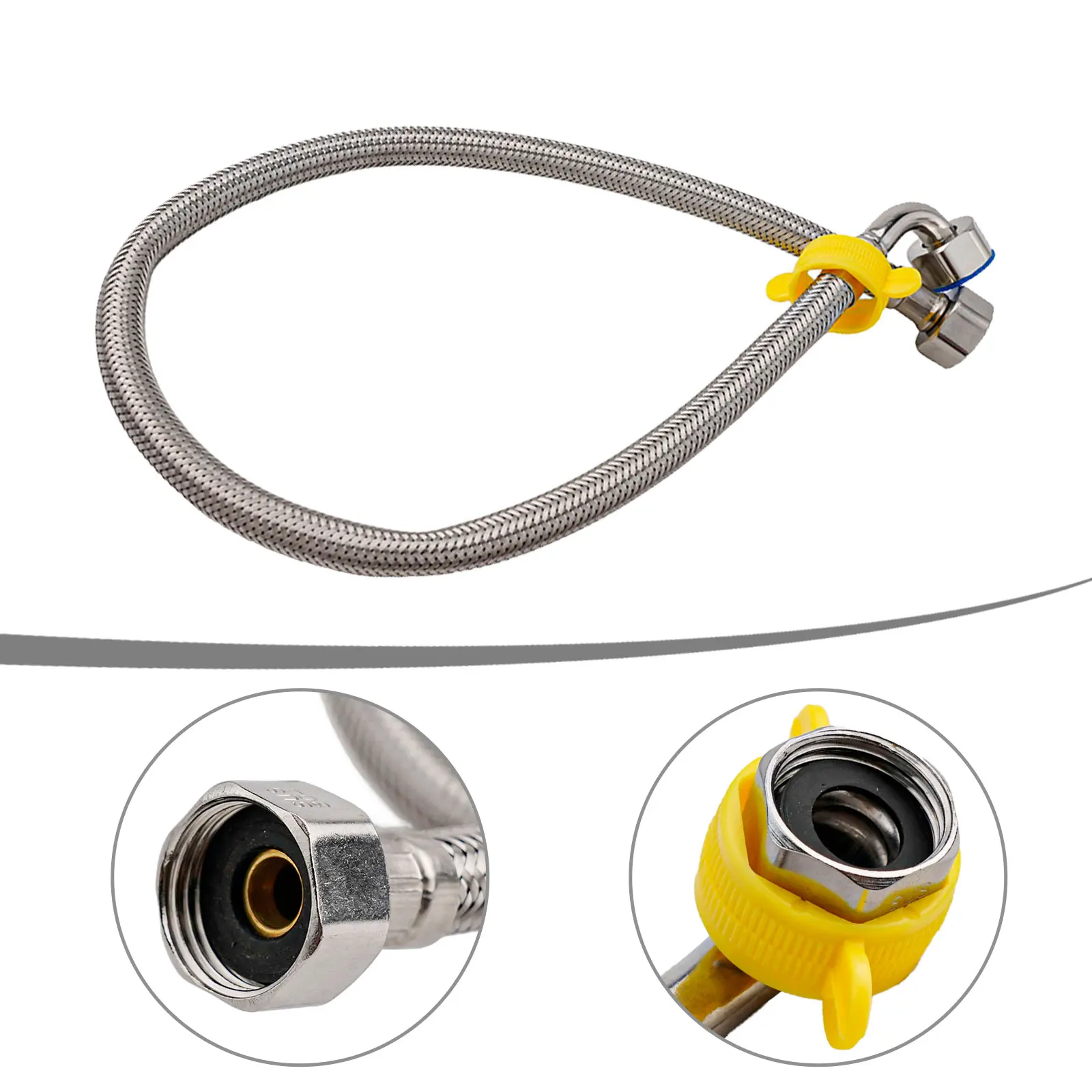 1 szt. Stalowa Wąż do Kranu - Przewód Wodny 1/2 Cala, Wąż Wlotowy do Kranu Ciepłej i Zimnej Wody, Elastyczny Przewód Łączący do Podgrzewacza