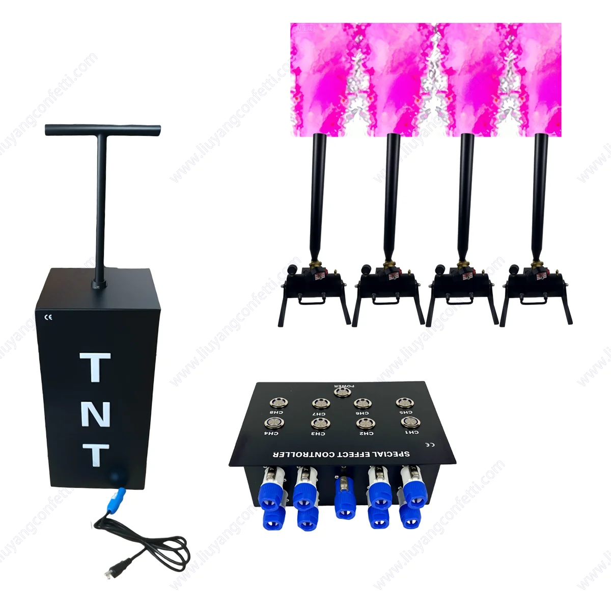 1500W 8-way Power Controller Electronic Control System with Button Control Box for Stage Effect Machine Gender Reveal Event Show