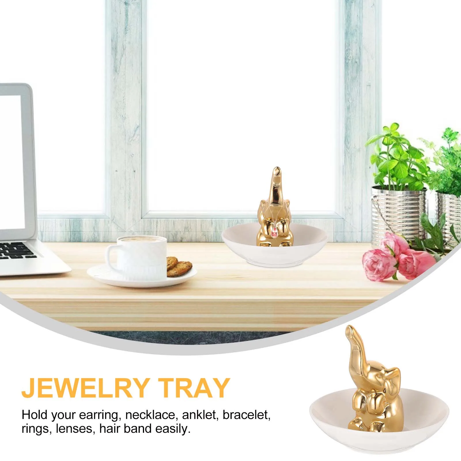 

Jewerly Plate Decorative Dish Jewelry Display Holder Vanity Tray Bracelet Porcelain Earring Rack