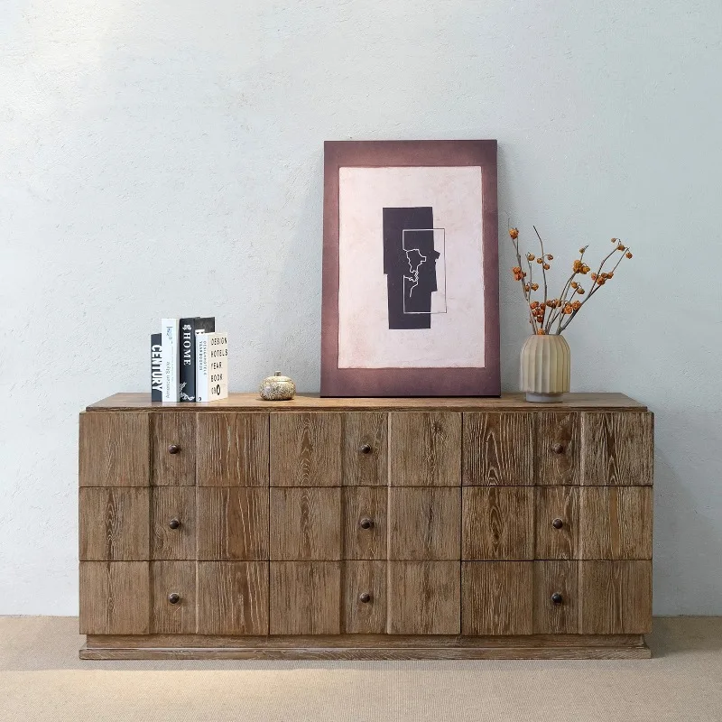 Solid wood chest of drawers vintage retro sideboard simple ash wood old storage chest of drawers