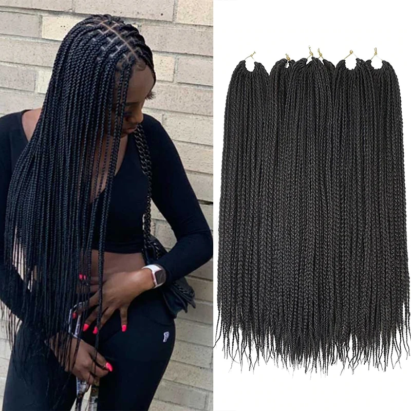 

Afro Micro Box Braids Synthetic Crochet Hair Extensions Beyond Ombre High Temperature Fiber Braiding Hair Bulk 22 Strands