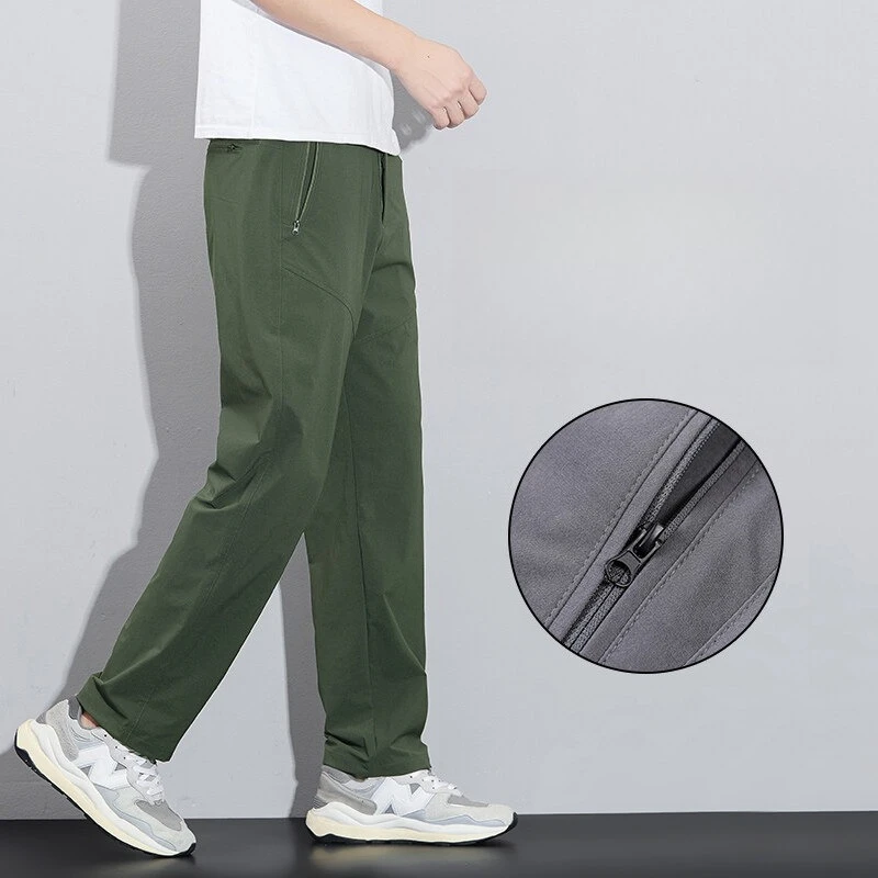 

New 2025 Men's Elastic Waist Utility Work Pants - Straight Leg Thin & Breathable Outdoor Casual Trousers for Spring Summer 28-38