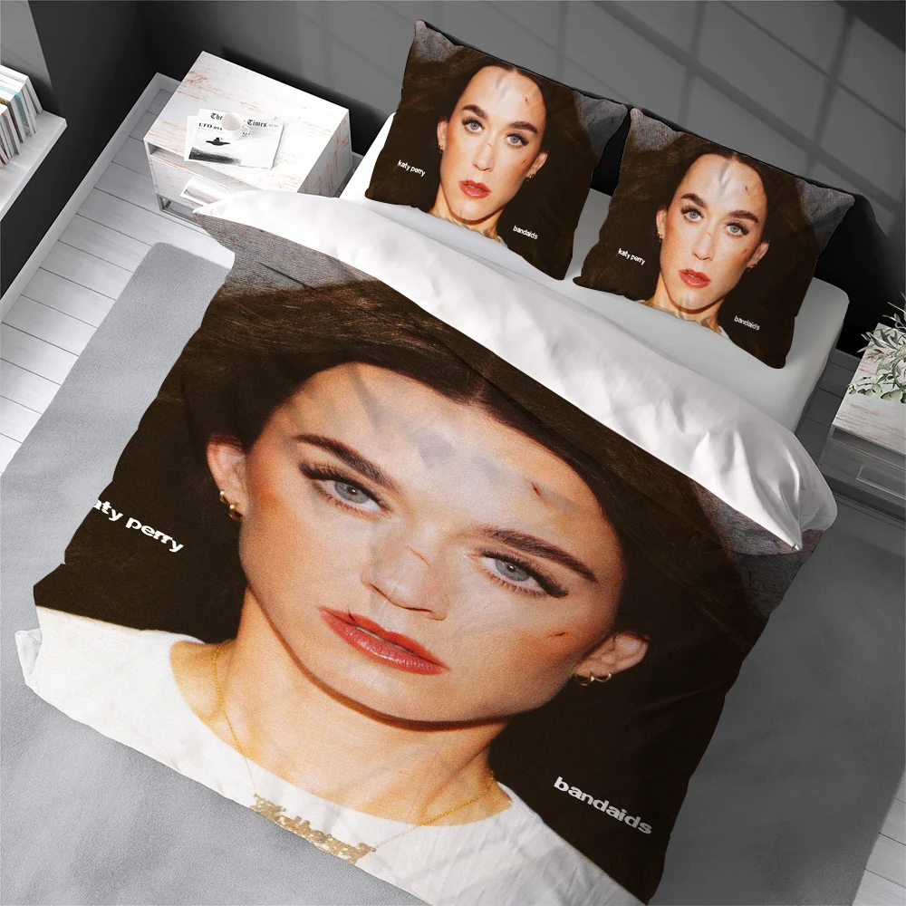 K-Katy Singer P-Perry bandaids Duvet Cover Set Home Style Bedding Soft Laundry Cotton Bed 3 Piece Set Student Dormitory Gift