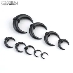 2pcs 1.6mm-14mm Acrylic C Sahpe Buffalo Horn Ear Pincher Septum Rings Piercing Black Ear Taper Stretcher Expander Body Jewelry