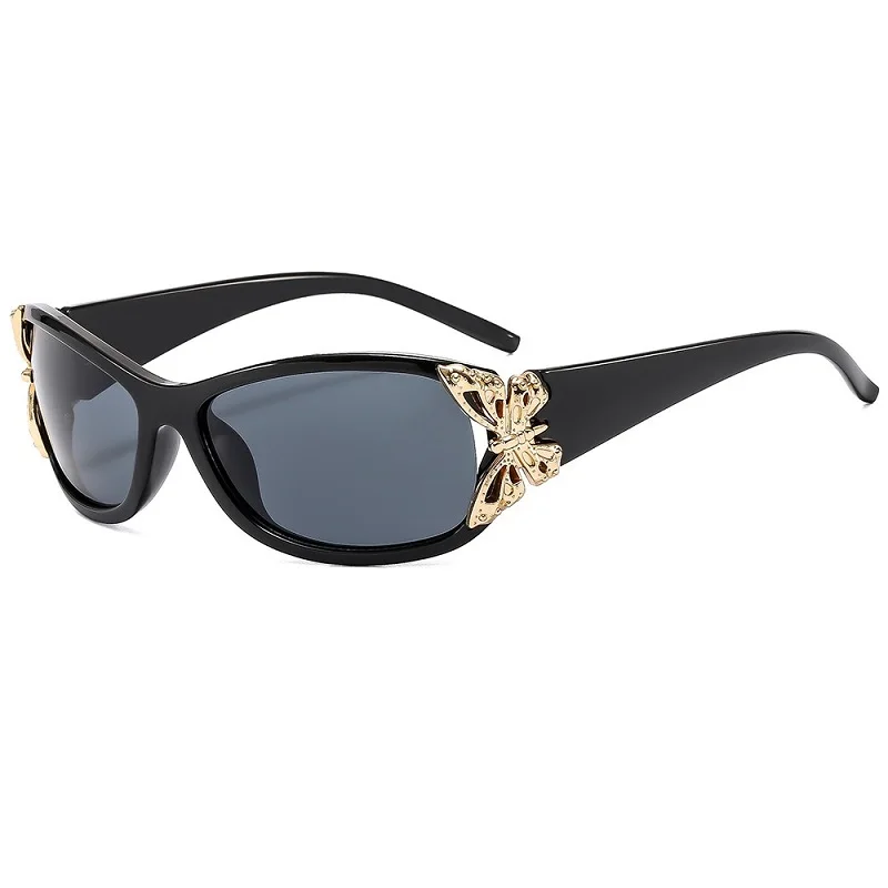 Thick Black Small Rectangle Sunglasses Women Y2K UV400 Retro Trendy Shades Outdoor Sun Glasses Gafas De Sol