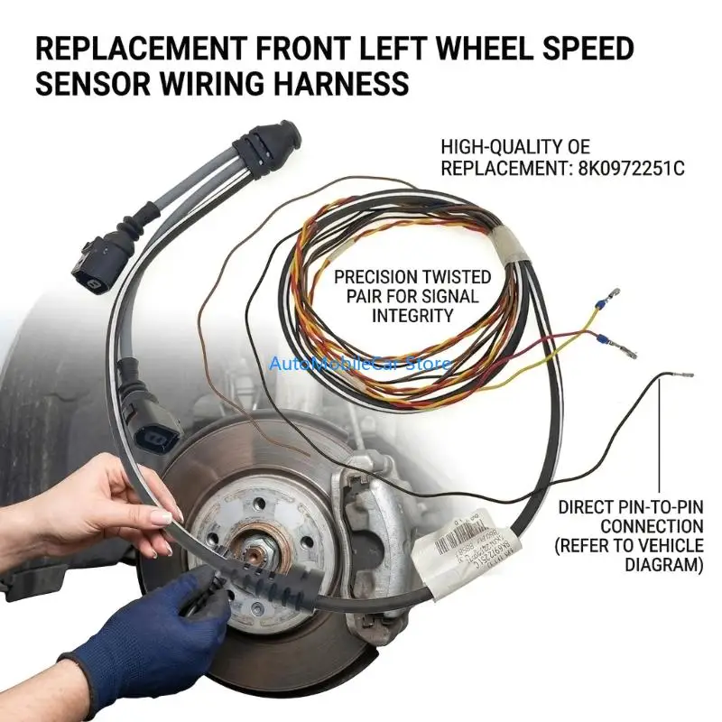 G8TE Front Left Speed Wiring For Select Models Replace Part Number 8K0972251C