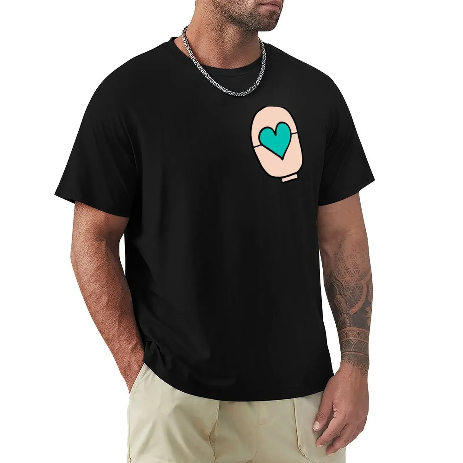 

ostomy love – teal T-Shirt korean fashion graphics Men's cotton t-shirt