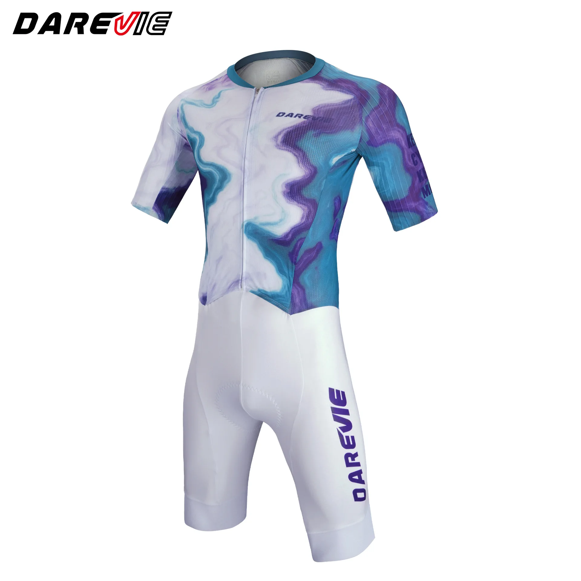 Men's Cycling Short-Sleeved One-Piece Jersey for Dry and Breathable Road Use with a Tight and Fitted Design for a Waistline
