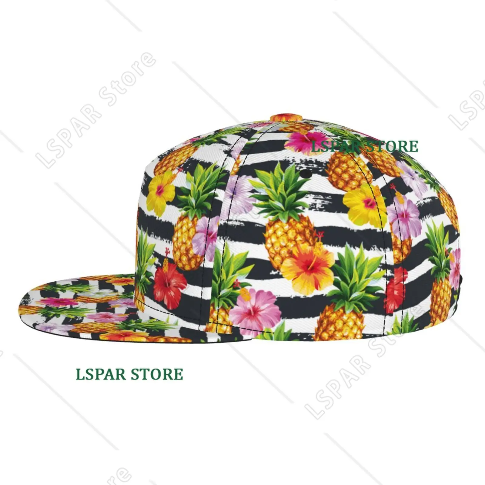 Tropical Hawaiian Printed Flat Brimmed Hat Street Skateboarding Hip Hop Hat Outdoor Leisure Sunshade Baseball Hat Universal