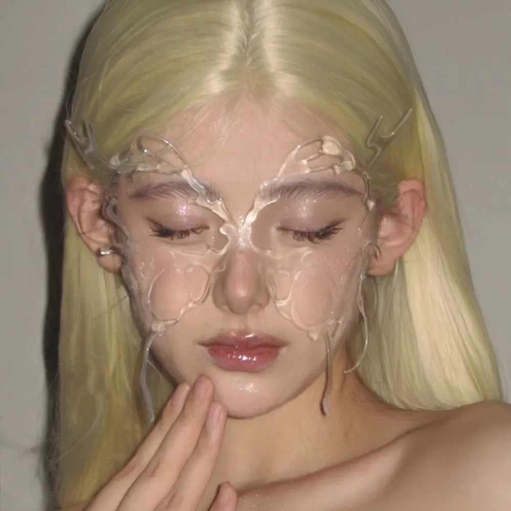 동물 나비 마스크 투명 수지 풀 페이스 커버 코스프레 의상 헤어 클립 포함 가면 무도회 소품