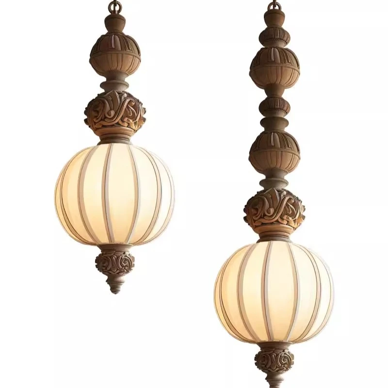 French antique small chandelier bedroom bedside living room entrance carved chandelier hotel restaurant corridor retro lamps
