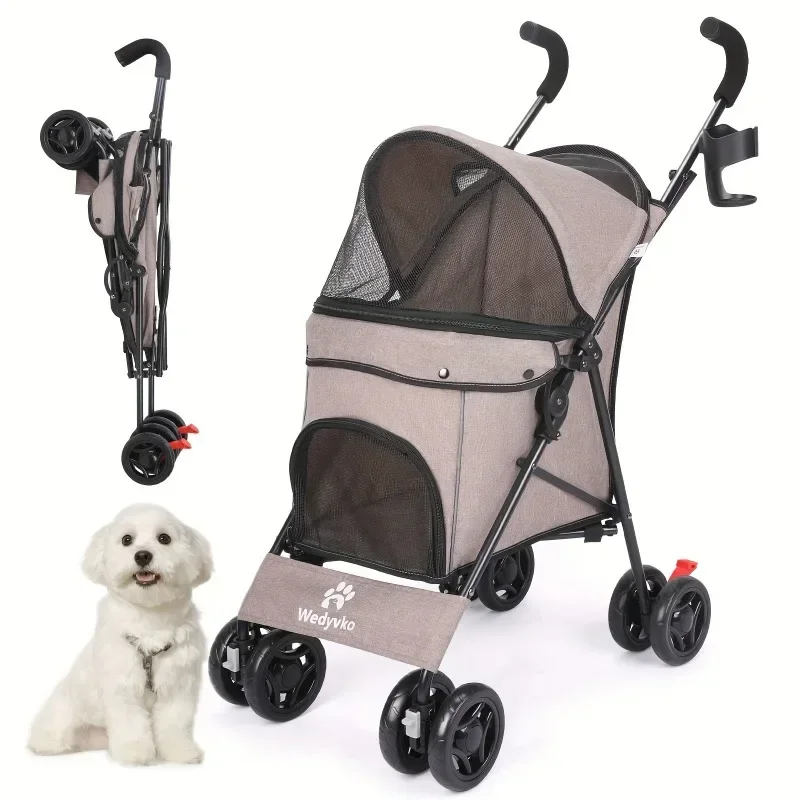 Pet Stroller Folding Cart, 4 Quick Folding Wheel, Folding Dog Cart and Cart, Medium-sized Small Dog and Cat Wagon Walk and Play