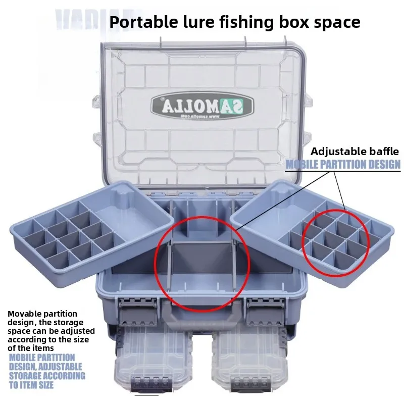 Plastic Fishing Tackle Box Portable Multi-layer Storage Organizer Lightweight Handheld Tool Case Outdoor Angler Gear Thickened