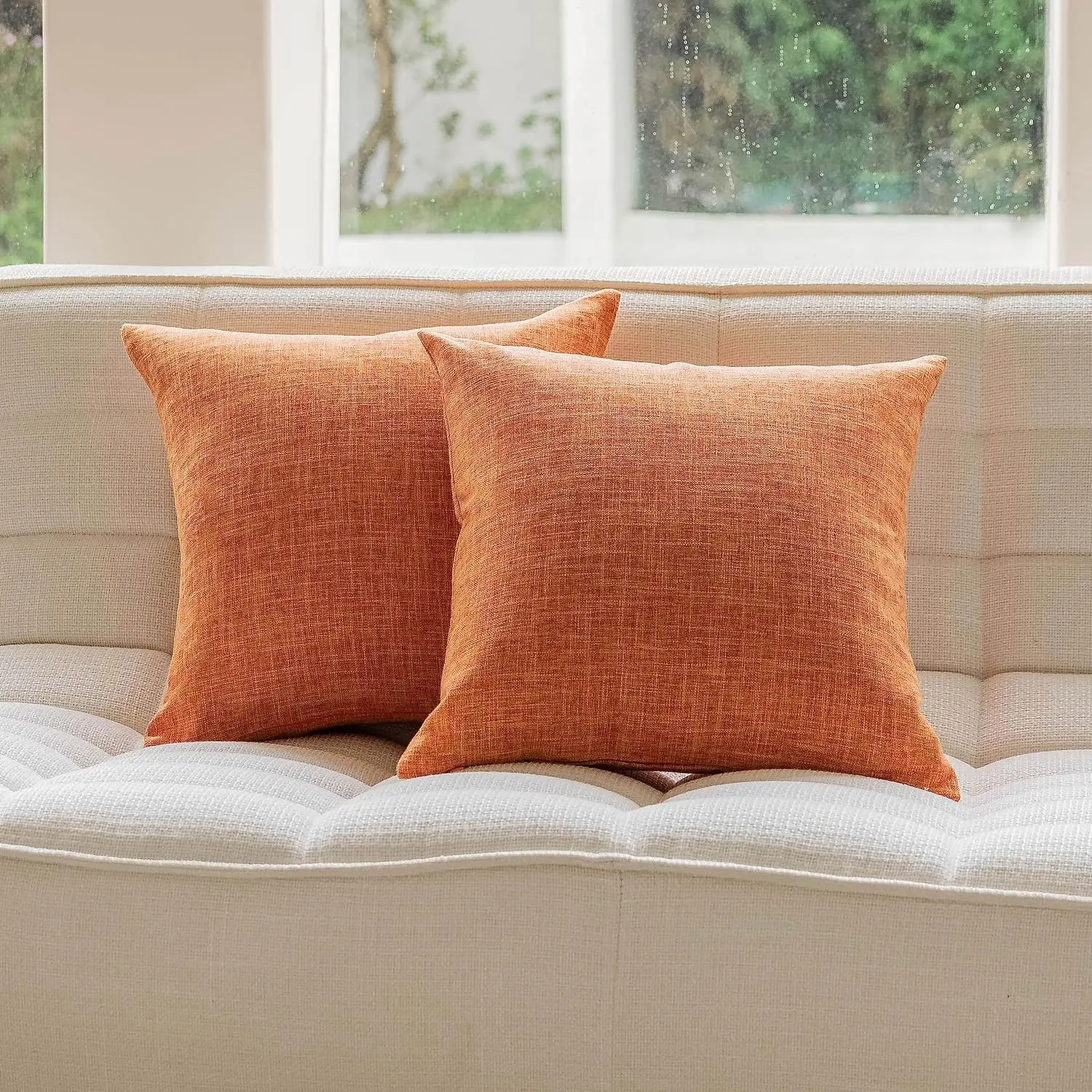 

Cushion Cover Customizable Linen Solid Color Orange for All Seasons Decorative Pillowcase Multi-size Home Sofa Pillow Cover