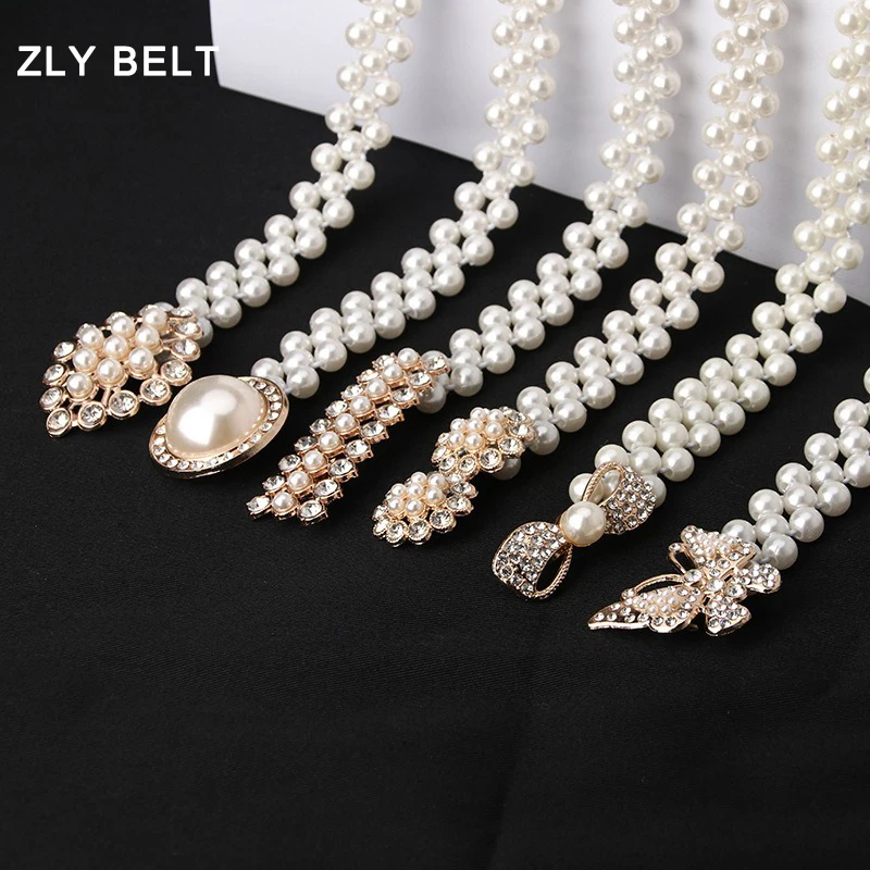 2024 New Fashion Waistband Women Korean Style Version Elegant Pearl Jewel Luxury Versatile Coat Dress Popular Inlaid Rhinestone