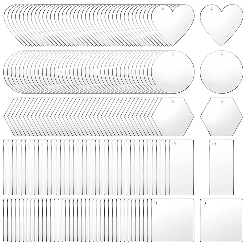 

200 шт., акриловые заготовки для ключей, пустые акриловые прозрачные подвески для ключей для поделок своими руками