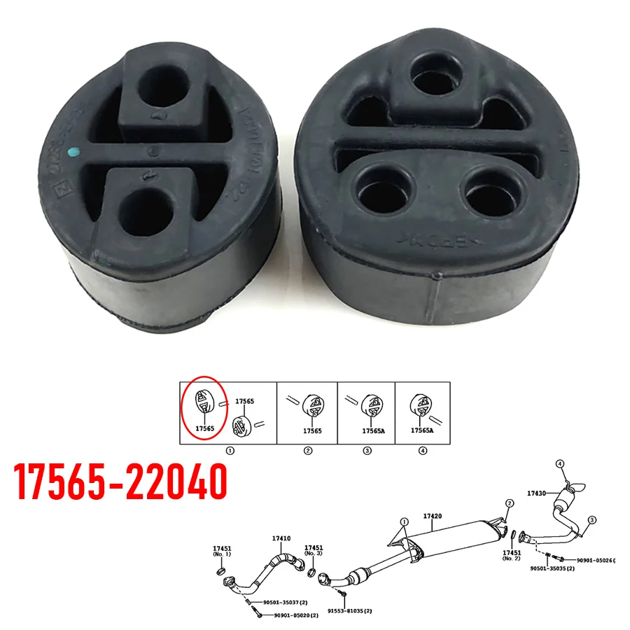 Wooeight 1Pc Exhaust Muffler Pipe Insulator Hanger 17565-74280/17565-31050/17565-13030 For Toyota Land Cruiser LC100 LC120 LC200