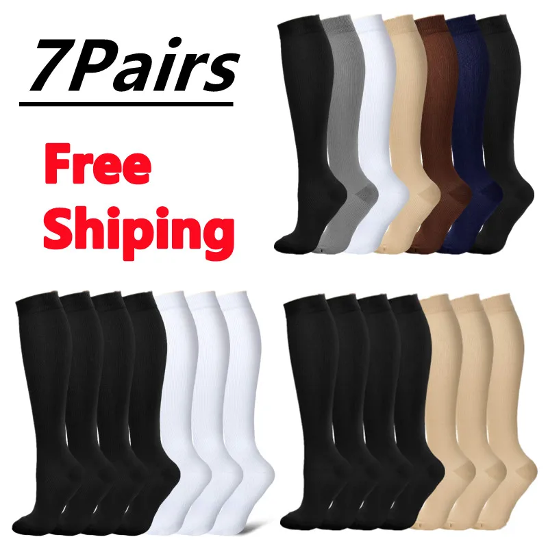 5 Pair Compression Stocking Women Running Sport Socks Knee High 30 MmHg Medical Pregnant Edema Varicose Veins Compression Socks