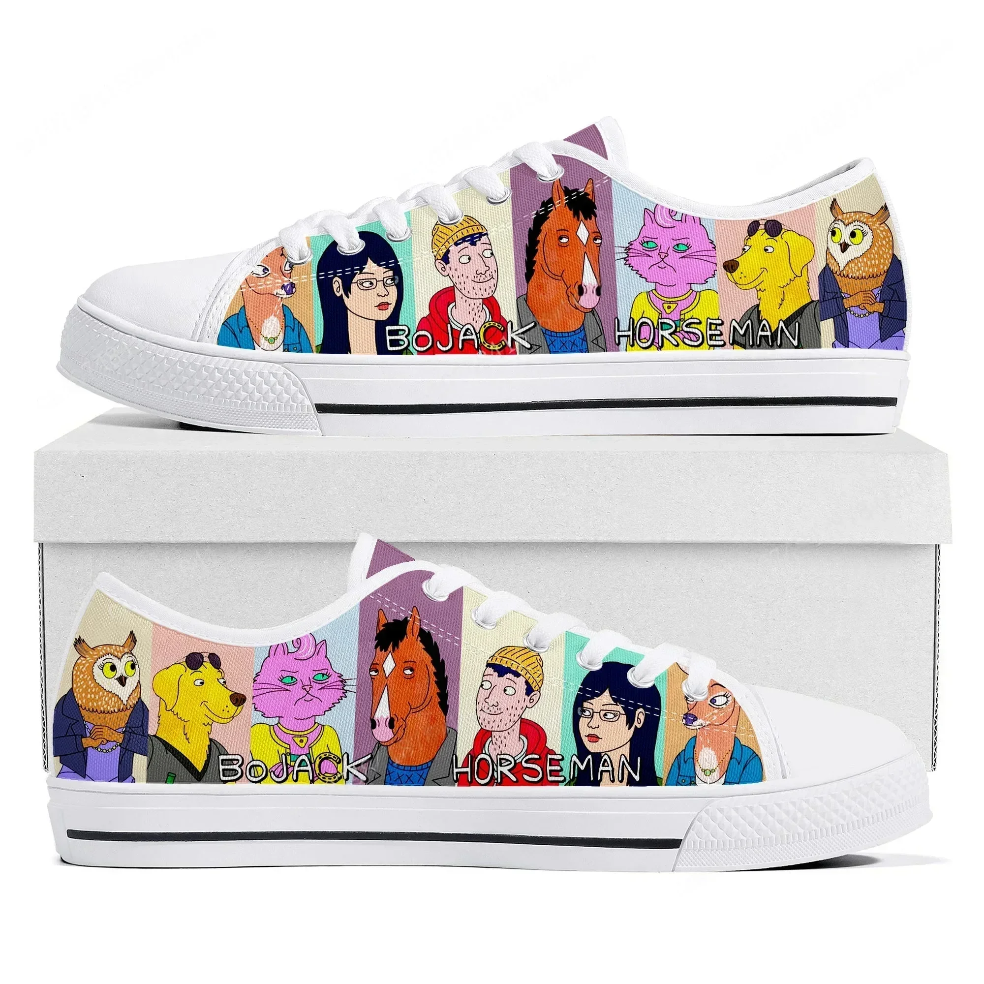 Horse Man Low Top Sneakers Womens Mens BoJack High Quality Canvas Sneaker Couple Comics Manga Custom Made Shoes