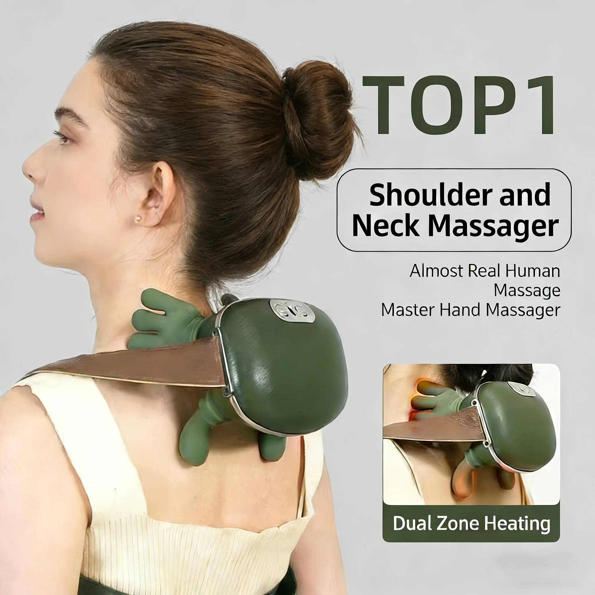 Portable Neck & Shoulder Massager, 5 Fingers Simulate Human Hand, Wireless USB, Home, Office, Car, New Year Holiday Gift