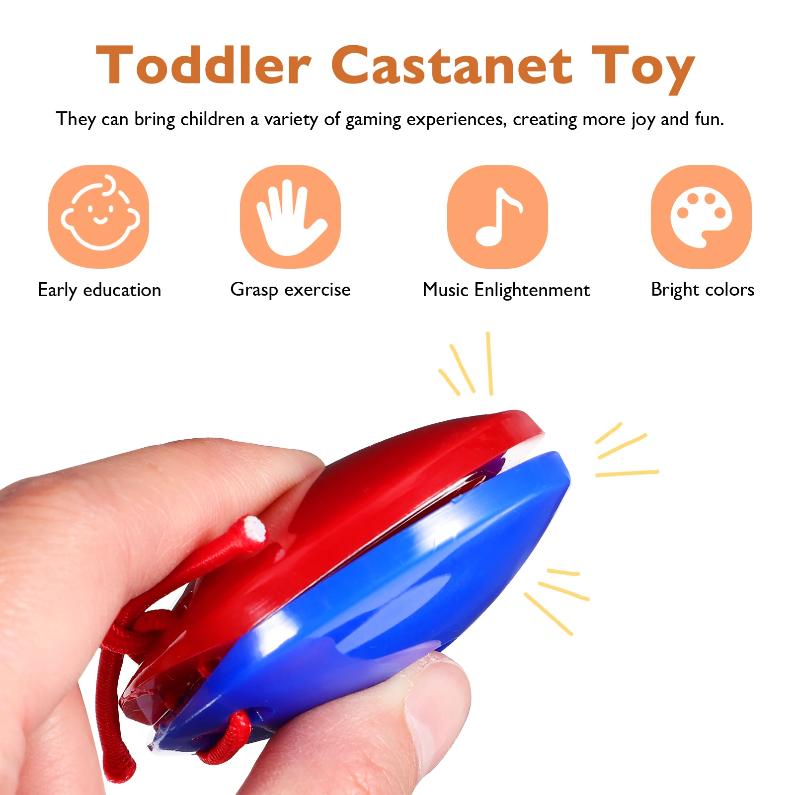 

Hand Finger Castanets Baby Musical Instruments Percussion Toy Plastic Kids Toys
