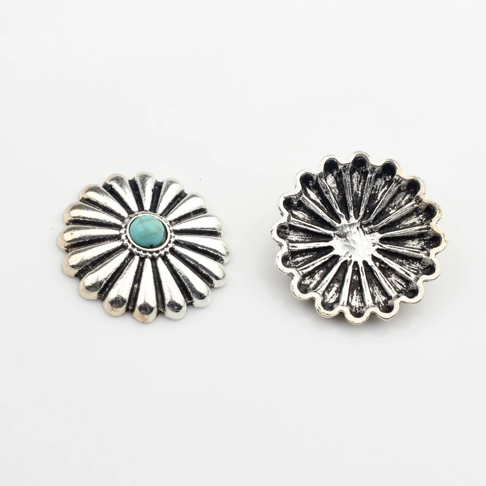 Zinc Alloy Round  Clothes Decorative Daisy Buttons Without Loop 3pcs/lot 28MM For DIY CONCHO Jewelry Accessories