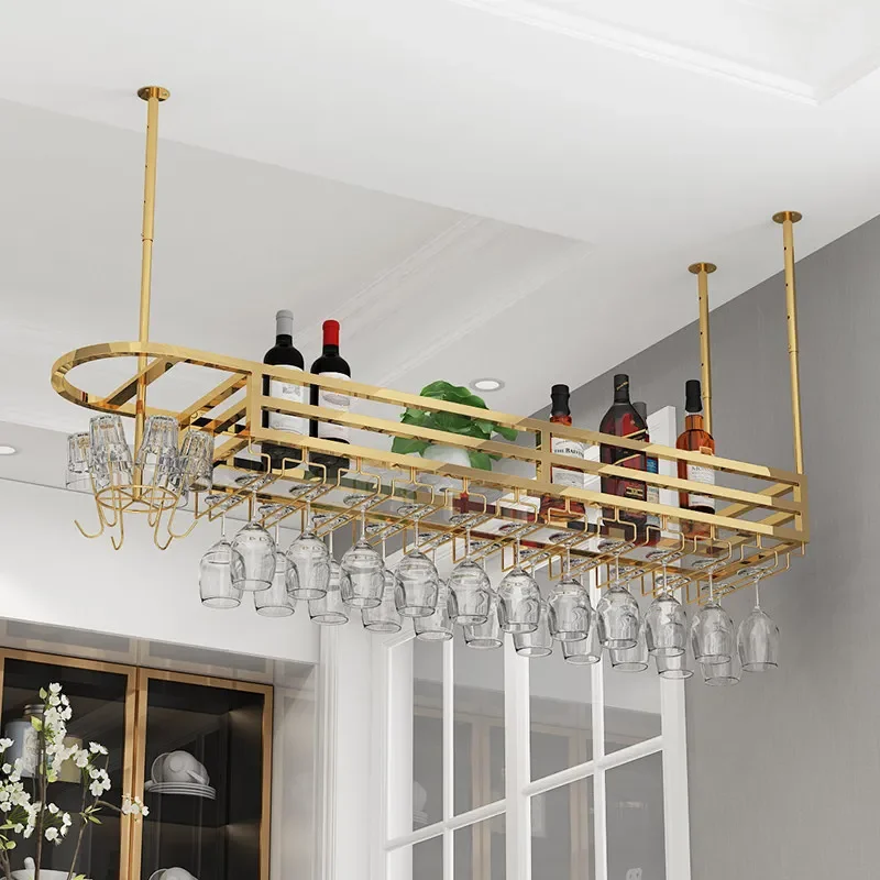 Stainless steel household wine glass rack upside down creative light luxury bar hanger wine glass rack hanging red wine rack