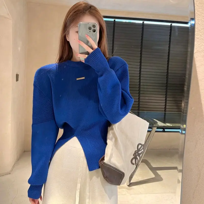 

Sweaters Long Sleeve O-neck Pullovers Irregular Slim Fashion Casual Office Lady Simplicity Autumn Winter Thin Women's Clothing