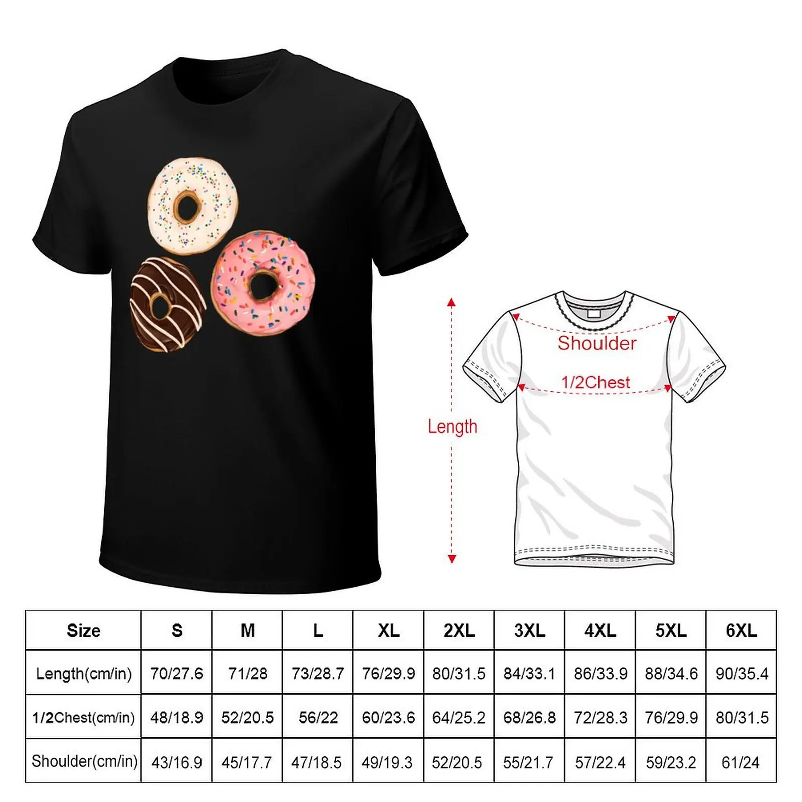 Assorted Donuts - Chocolate Glaze, Strawberry Sprinkle, Vanilla Funfetti T-Shirt Basic Lightweight Short Sleeve Tee