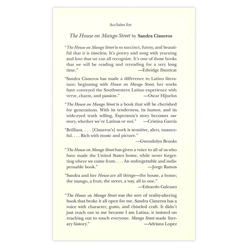 The House on Mango Street, Bestselling books in English, Classics novels 9780679734772