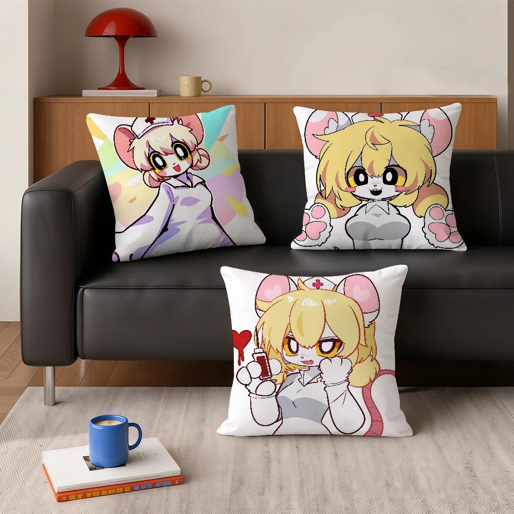 Anime T-terrible Mouse Lorna Pillow Case Square Bedroom Headboard Sofa Living Room Backrest Cushion Nap Pillow