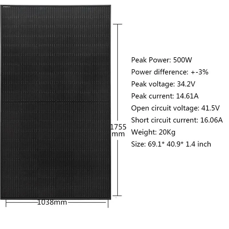 Solar System Complete With Battery 5000W 5KW 220V 110V AC Solar Panel 500W 24V Hybrid Inverter Lead Acid Battery Off Grid System