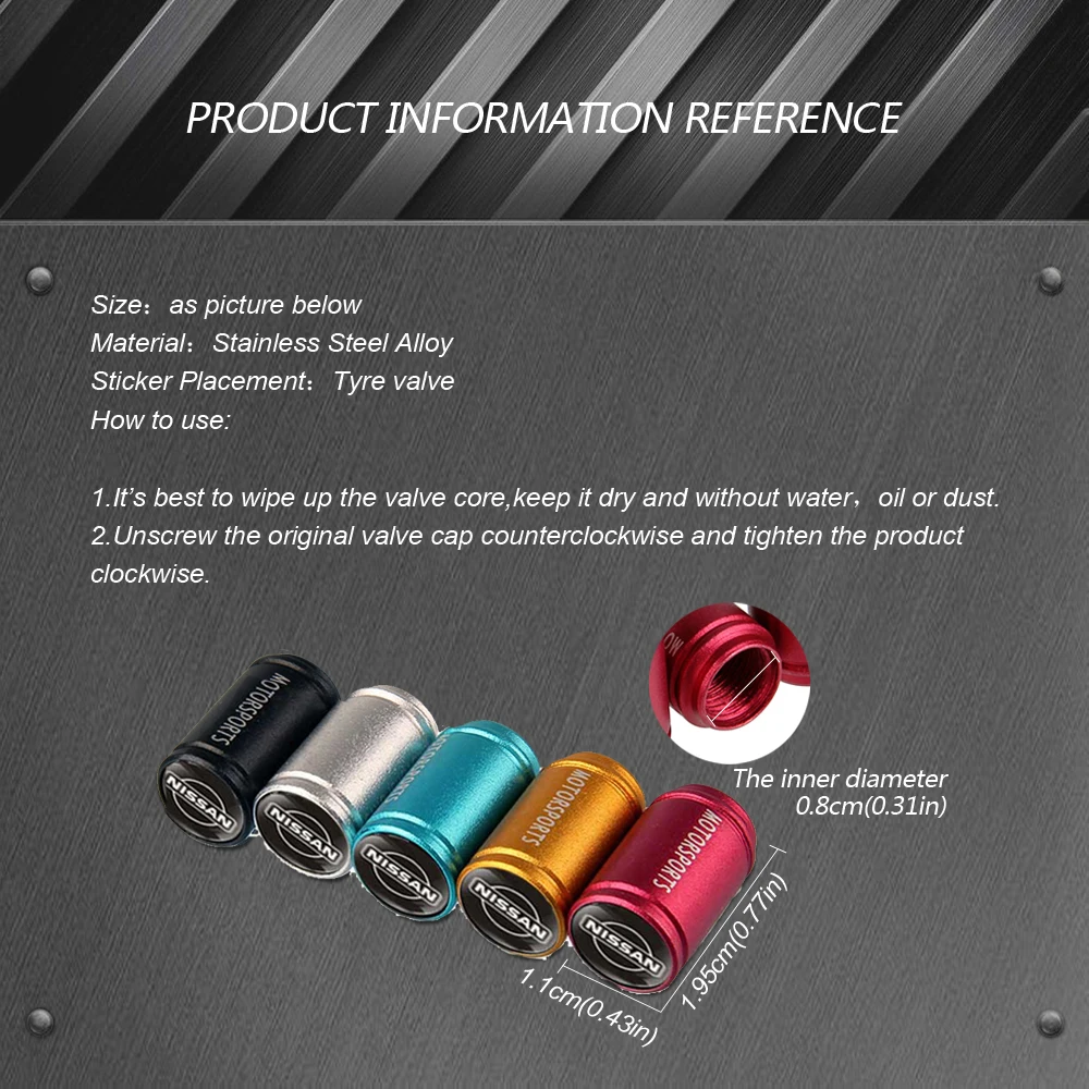 4PCS Car Tire Valve Caps Wheel Stem Air Covers for Nissan Almera Sylphy Altima Sentra Qashqai Terra Juke Livina J10 Accessories